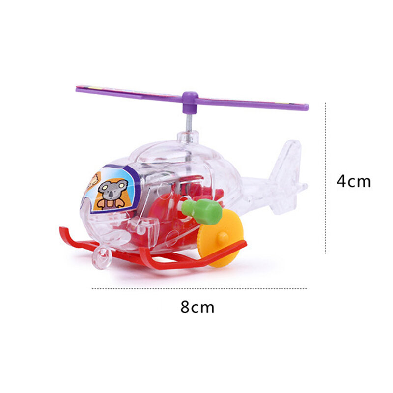 Nuovo e interessante giocattolo a orologeria a carica trasparente mini elicottero aereo giocattolo a strappo giocattolo per gattonare infantile per bambini