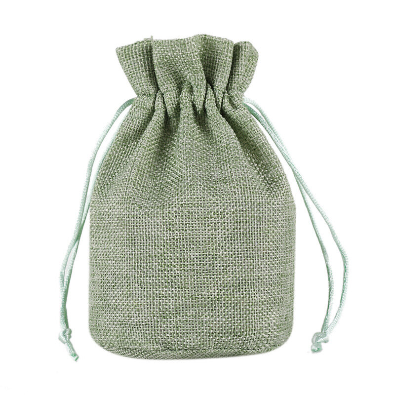Bolsa de yute de lino Natural reutilizable con cordón, bolsa de embalaje, bolsa de regalo, joyería, Navidad, varios tamaños, fondo redondo, nuevo