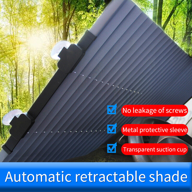 Car Retractable Windshield Anti-UV Car Window Shade Car Front Sun Block Auto Rear Window Foldable Curtain 46/65/70/cm Sunshade