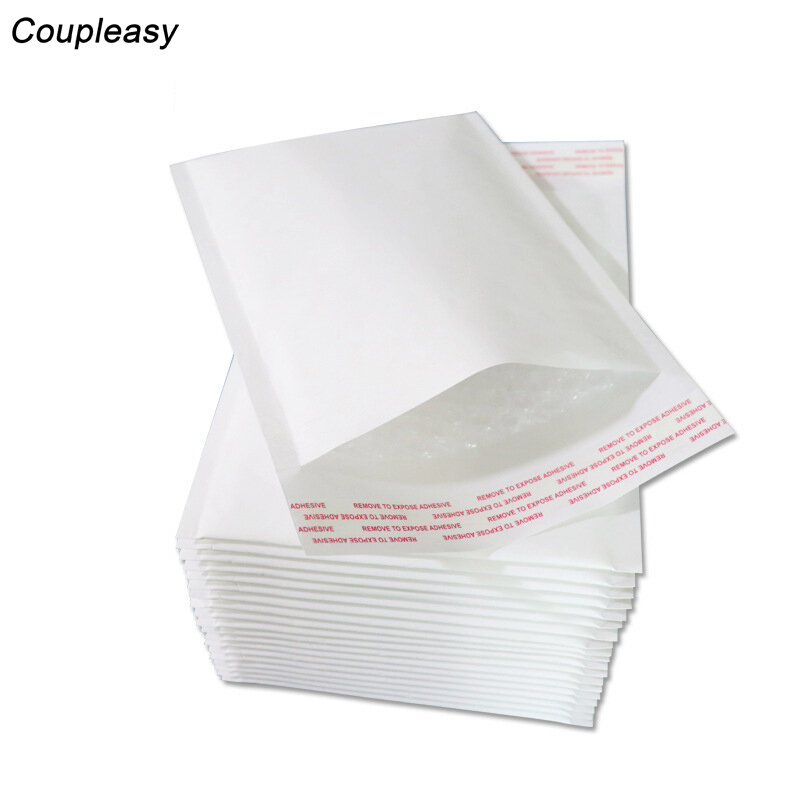 50 개/몫 흰색 크래프트 종이 거품 우편물 자기 인감 접착제 배송 가방 충격 방지 거품 우편물 패딩 봉투 8 크기