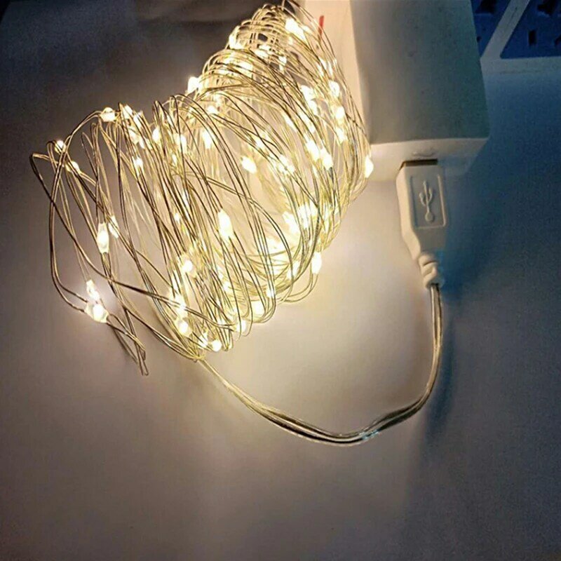 1 pz 2M 20Led 3M 30Led Mini Led filo di rame stringa fata luci a LED per la decorazione della festa nuziale di natale USB Powerd