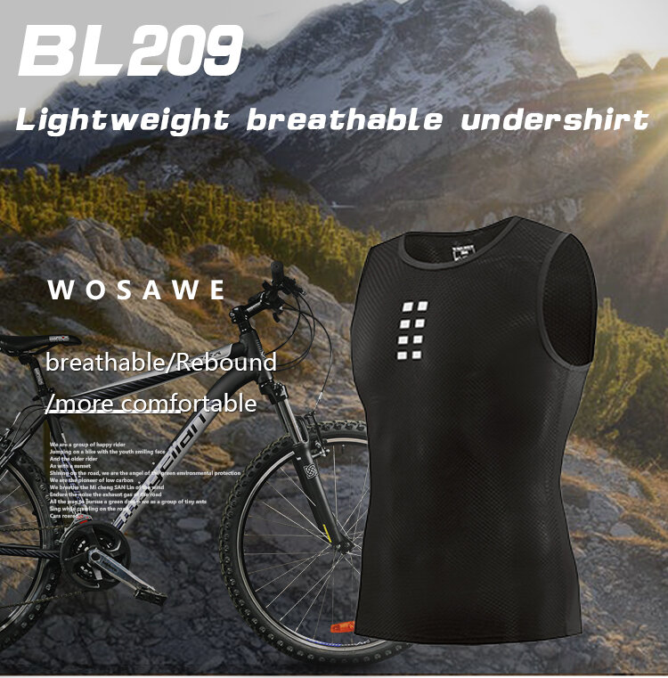 WOSAWE Men Cycling Vest Base Layers Breathable MTB Bike Superlight Cycling Bicycle Base Sleeveless Shirt Vest Underwear Jerseys