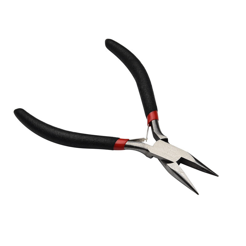 Mini aguja de acero al carbono negra, punta redonda, alicates para joyería y abalorios, Kit de herramientas para la fabricación de joyas