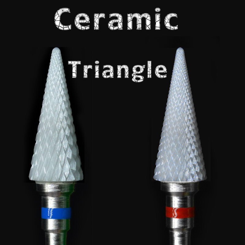 NAILTOOLS ceramic Triangle Cone Nail Drill Bit 3/32" Rotary Burr Bits For Manicure Pedicure Tools Nail Drill Accessories Milling