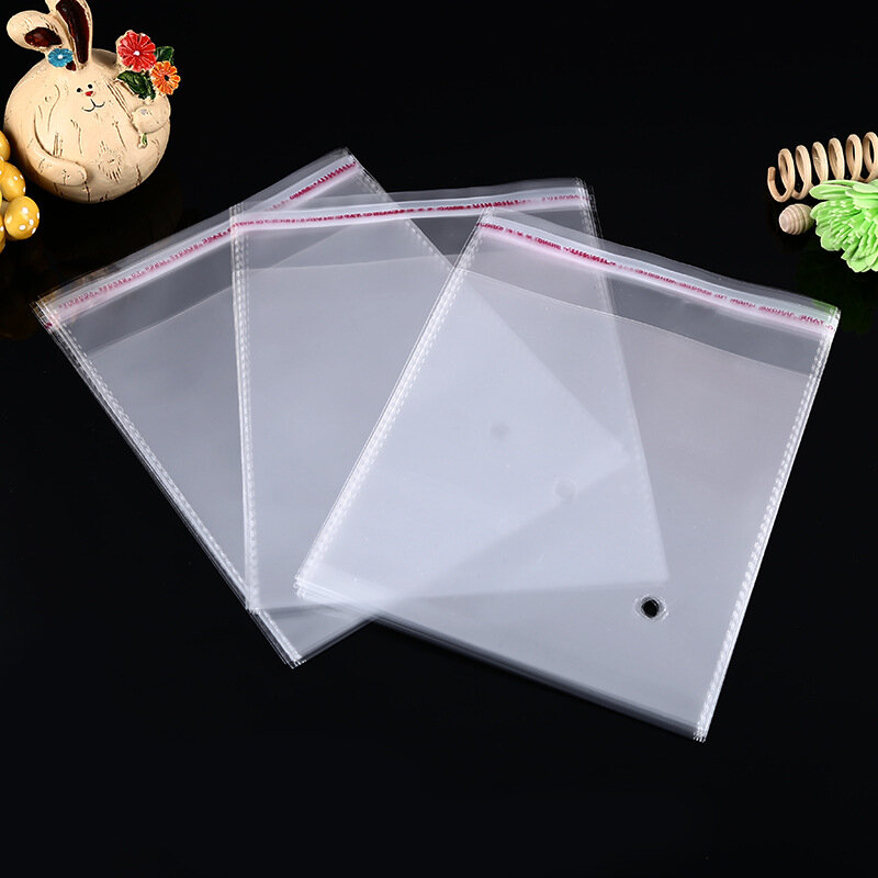 100個の小さなビニール袋,キャンディー包装用の粘着性および透明なポーチ,複数のサイズ