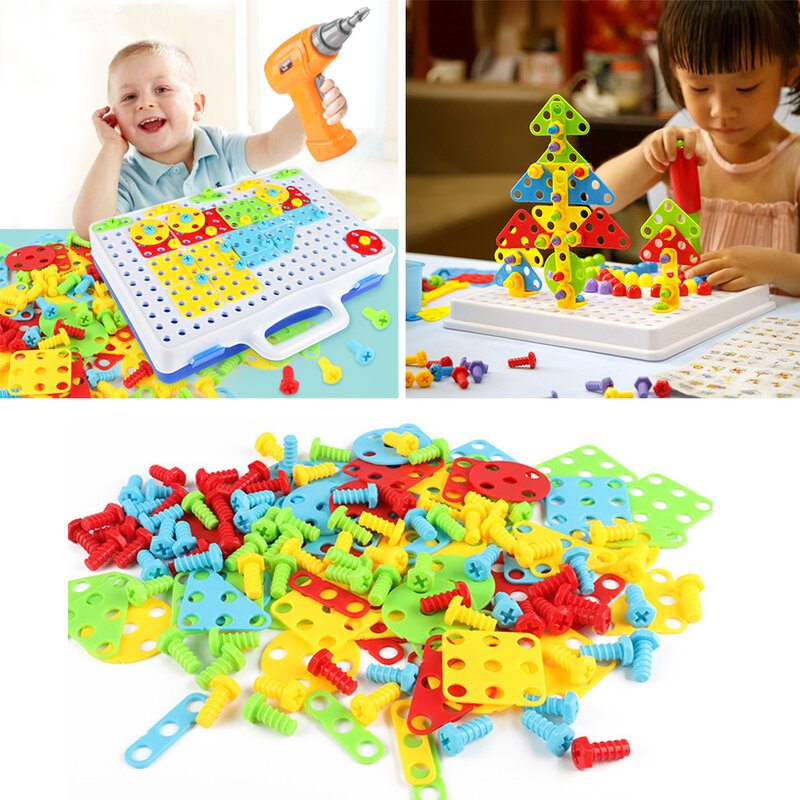 Taladro de juguete para niños de 149/193 Uds., destornillador, mosaico, juguete para niños, juegos educativos de aprendizaje, regalos, rompecabezas de tornillo, juguetes ensamblados