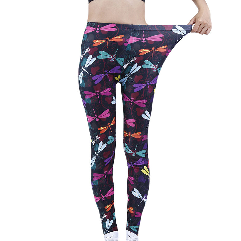 VISNXGI-mallas deportivas de cintura alta para mujer, pantalones de Yoga para correr, ropa de gimnasio de realce, parte inferior de libélula de color negro