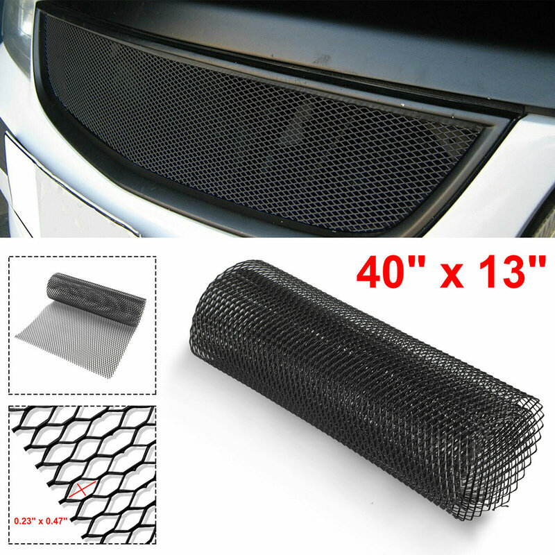 Couvercle de grille en maille d'aluminium pour pare-chocs de voiture, grille d'aération de capot d'aile, filet noir, 40 en effet x 13 en effet