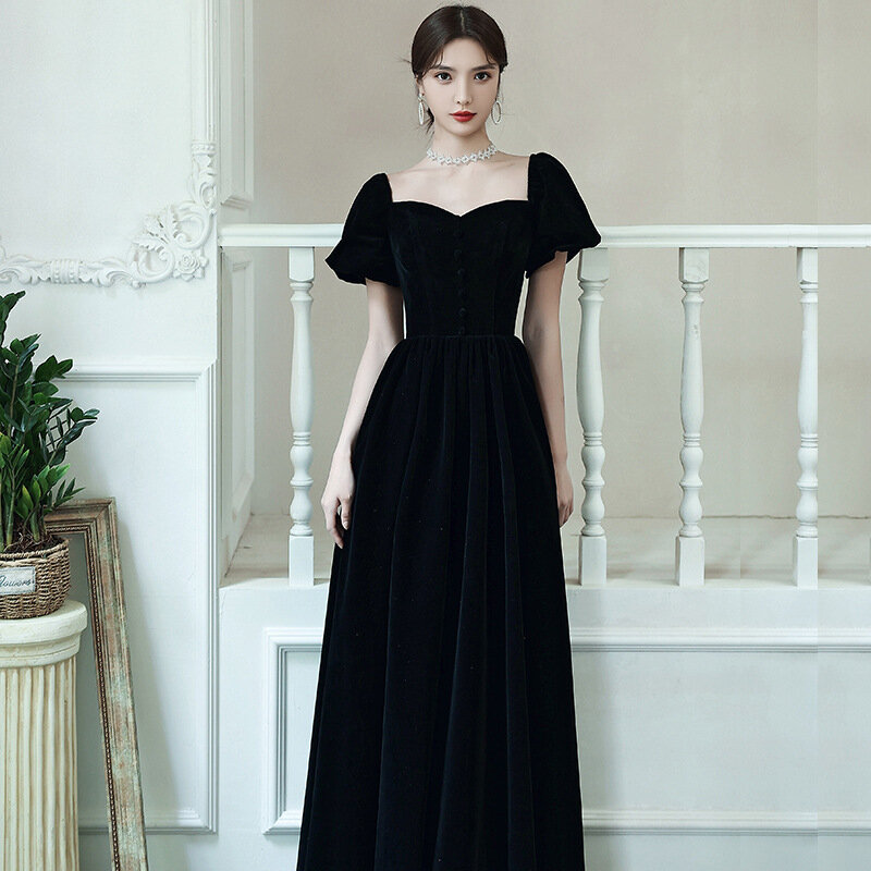 Women Semi-Formal Dress Sweetheart Mono Elegant Party Gowns Floor-Length Straight Cap Sleeve Chiffion Simple Bar Mitzvah Dress