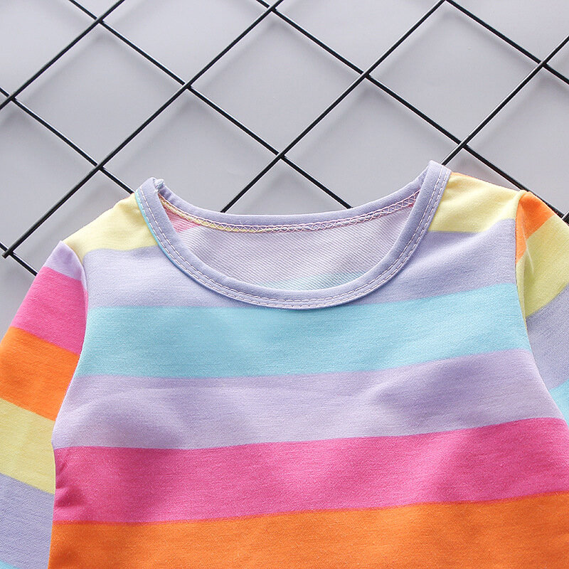 Anak-anak Musim Semi Musim Gugur Bayi Anak Laki-laki Anak Perempuan Pakaian Stripe Kemeja Celana Bib 2 Pcs/set Fashion Balita Kasual Pakaian Baju Olahraga