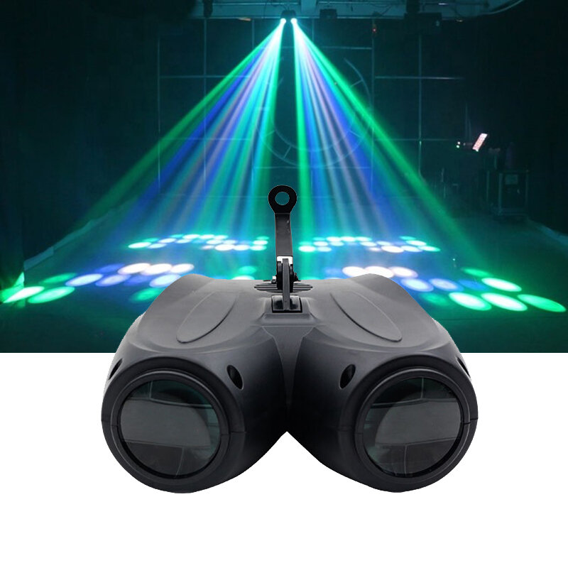 Spedizione veloce 64/128Led Double Head Airship RGBW Pattern Stage Effect Lighting Projector DJ Disco Party luci a Led per natale