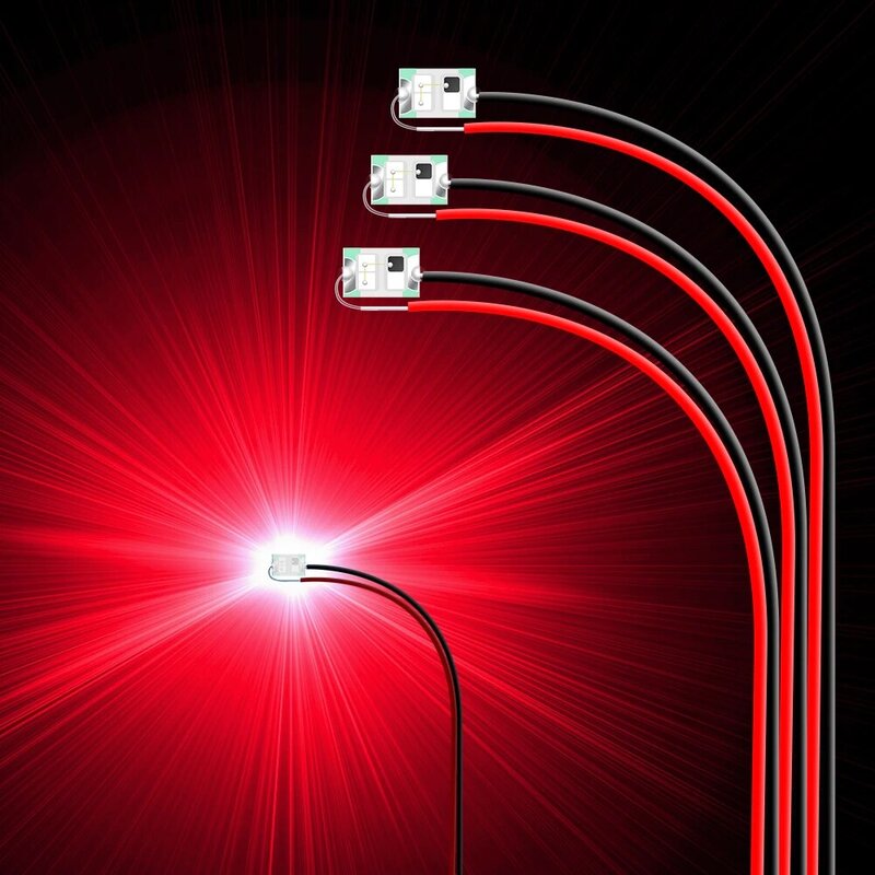 Micro LED Clignotant SMD DIY 3V, Modèle de Lampe Exécutive avec Fil de 20cm, Matériel de Construction, 5 Pièces, 0805