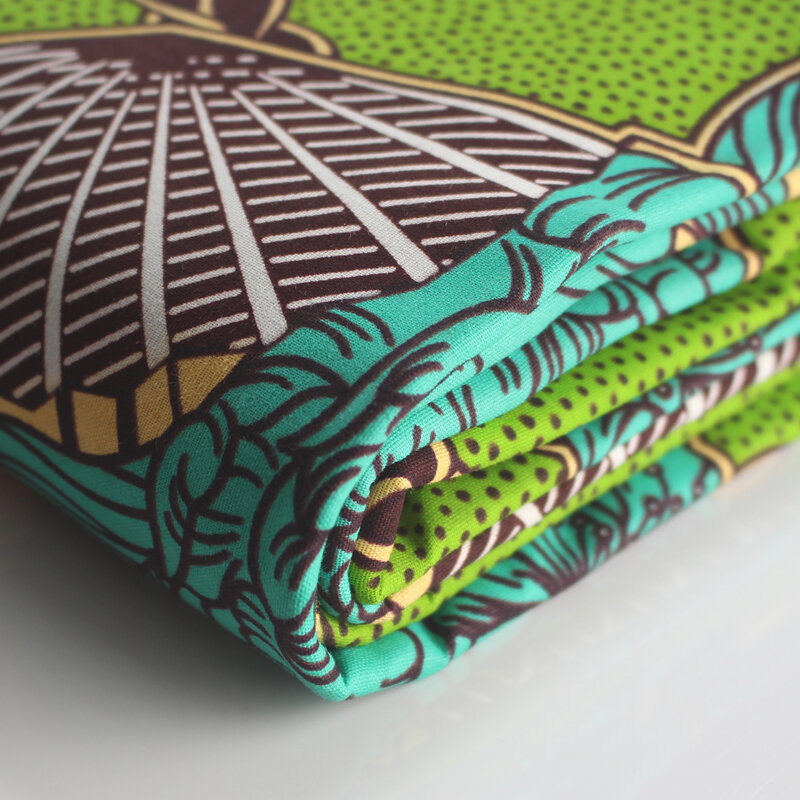 Ankara Fashionable African Party Pagne 6yard/lot Green African Fabric 100% Cotton Real Wax