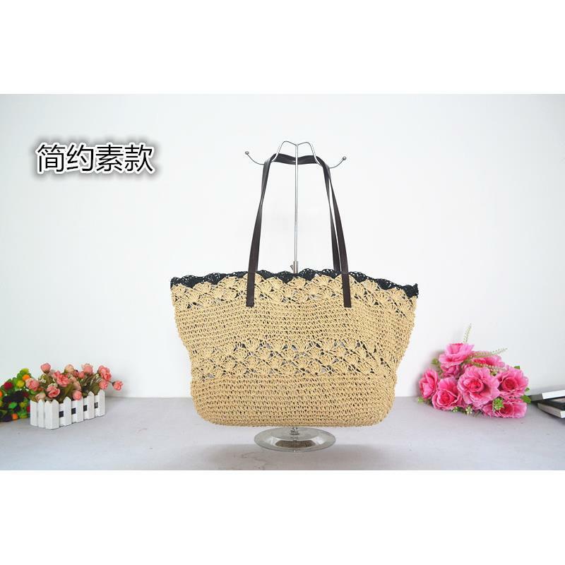 47x25CM The New Simple And Simple Style Single Piece Of Soft Thin Paper Rope Crochet Straw Bag Women a6233