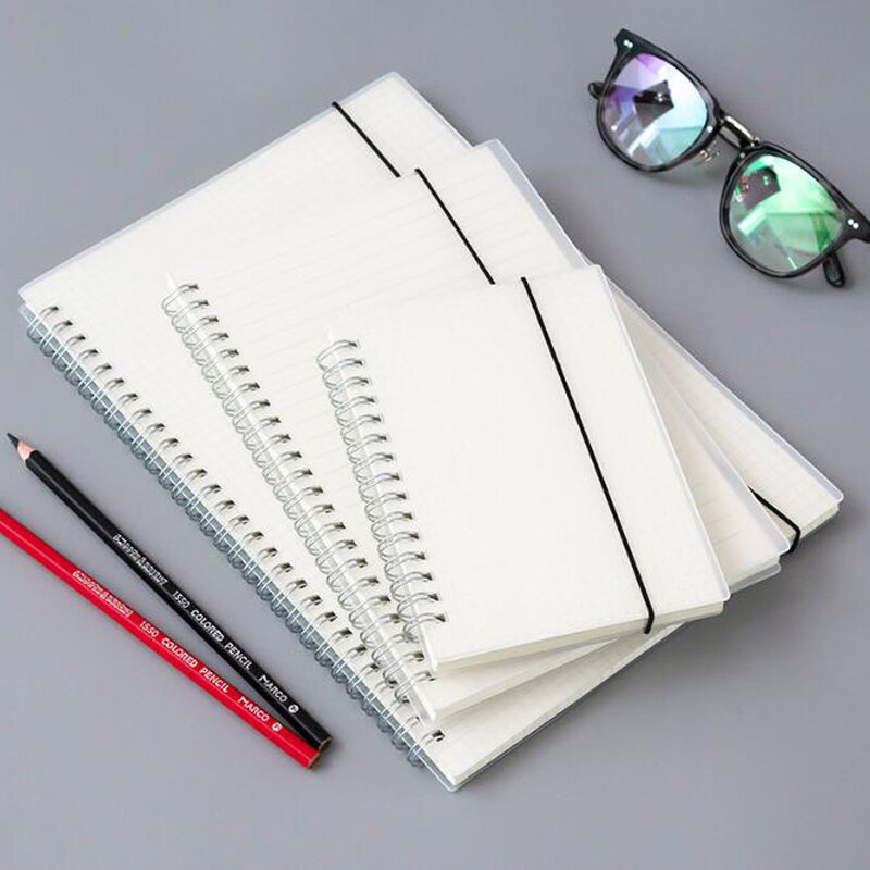 A6/A5/B5/A4 Spiral Transparent Cover Notebook Papelaria Stationery Small Diary Notepad Dotted Grid Blank Planner Agendas School