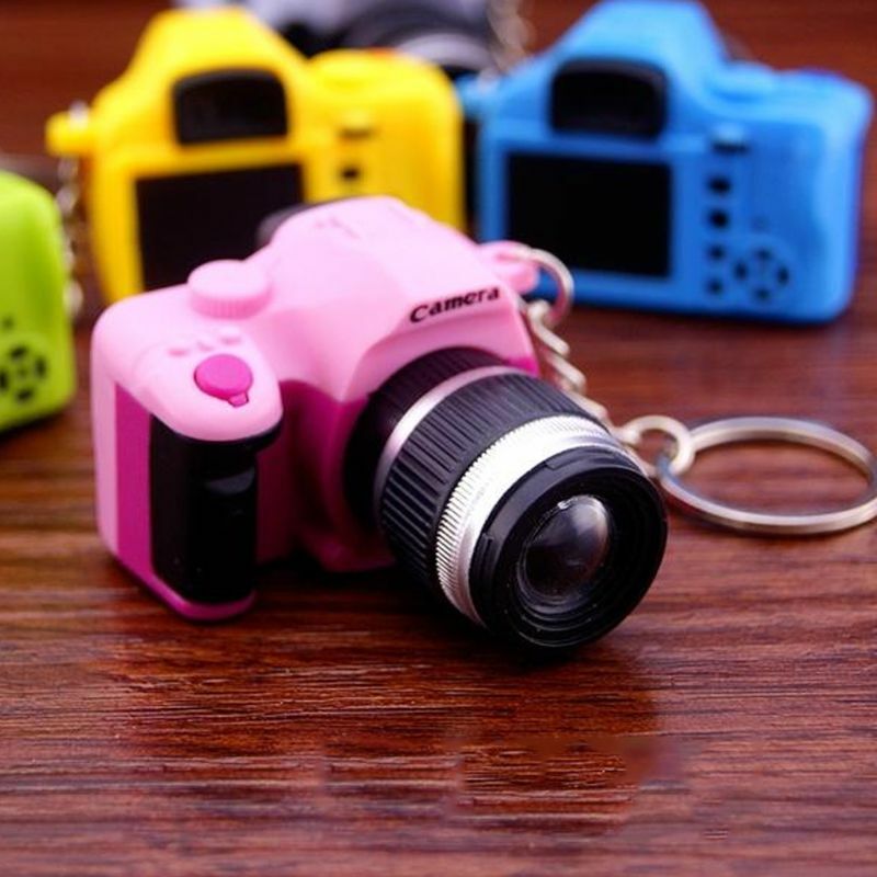 Creative Super Mini Sound Camera LED Keychain Pendant Cute DIY Art Craft Plastic Key Ring Decor New Year Valentine Birthday Gift