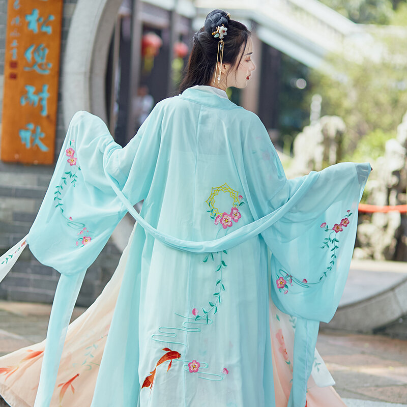 Vestido de Hanfu folclórico tradicional chino, traje de baile de la antigua diosa Han, bordado de princesa, ropa de baile folclórico, Cosplay de hada