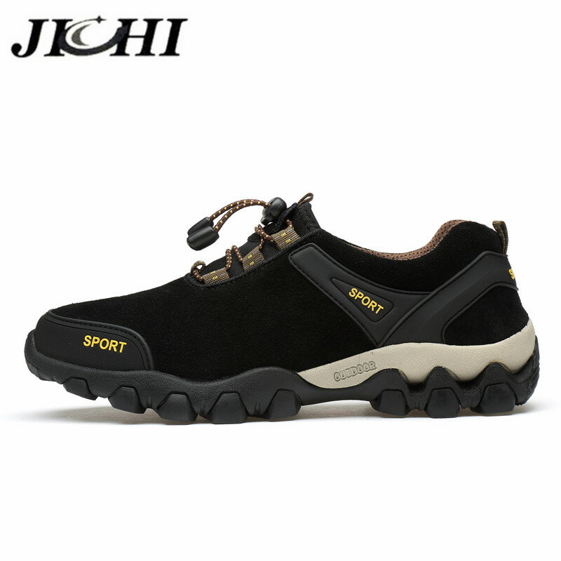 JICHI jesienne męskie buty Fashion Design lekkie oddychające męskie trampki Outdoor antypoślizgowe sznurowane męskie buty buty górskie