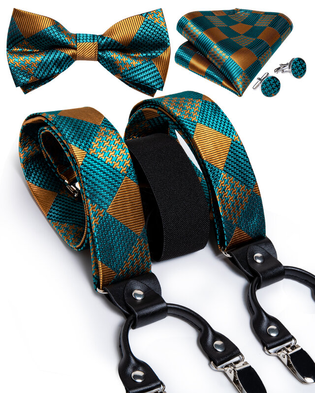 DiBanGu-Conjunto clássico masculino de gravata borboleta, cinta vintage, pulseira de calças de luxo, acessórios de terno, fashion, 6 clipes, largura 3,5 cm