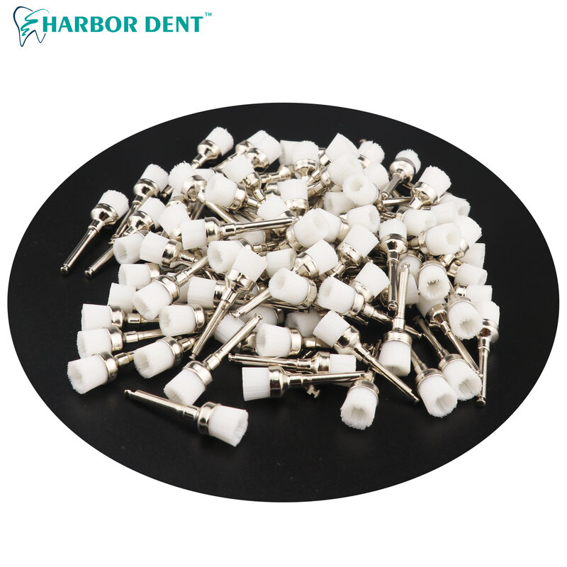 Pennelli per lucidatura in Nylon dentale da 100 pezzi/50 pezzi pennelli per profilassi dentale a forma di ciotola per manipolo contrangolo