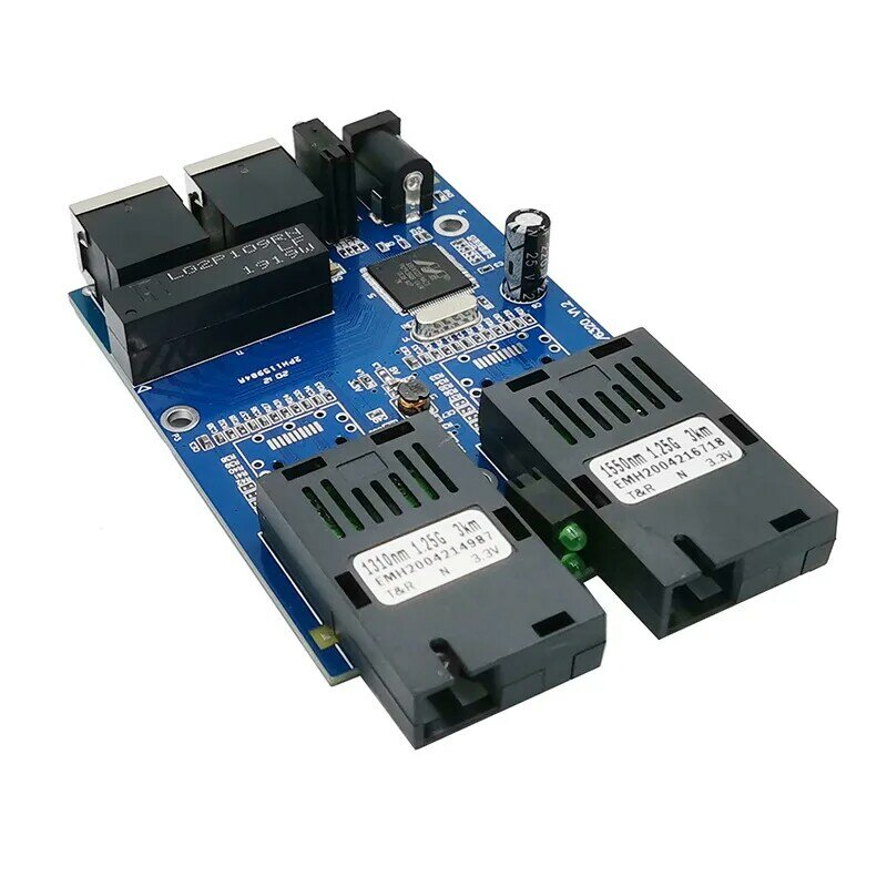 Pcba 10/100/1000M 2 RJ45 En 2 Optische Poort Fiber Media Converter Gigabit Optische Switch Ethernet om Fiber Fiber Transceiver
