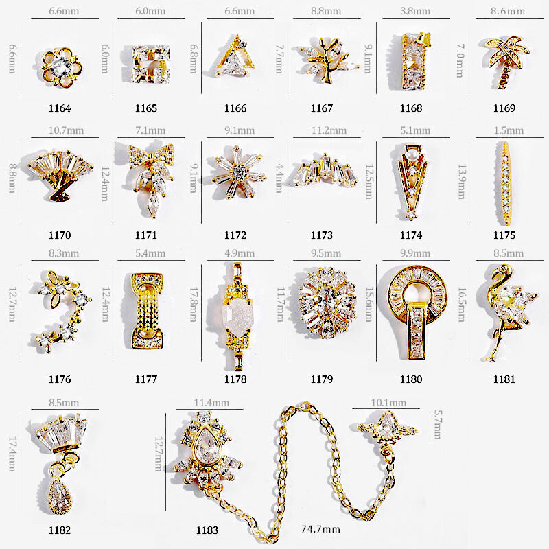 1pc złoto 3D Nail Art Gems Strass z dżetów cyrkon łańcuch Manicure dekoracje kamienie kryształ świecący