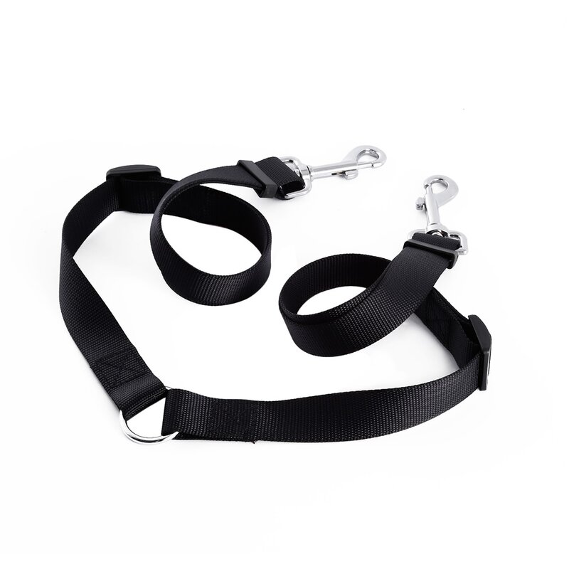 Black Color Nylon Adjustable/Unadjustable Pet Dog Cat Puppy Training Leads Double Buckle Leash Traction Rope Pull Two Dogs