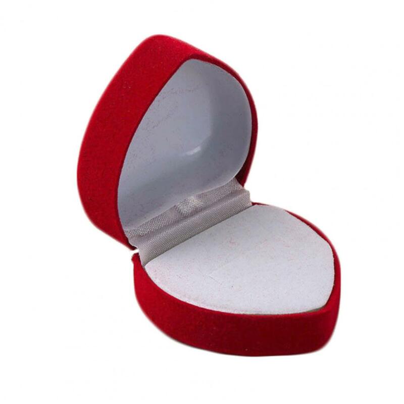 Caja de almacenamiento de anillos, organizador de joyería con forma de corazón flocado exquisito, regalo para compromiso