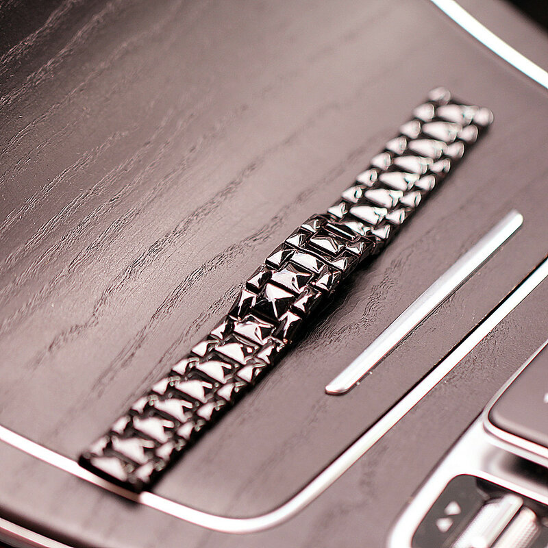 Luxury Black Brightเซรามิคนาฬิกา14มม.16มม.18มม.หัวเข็มขัดโลหะWatchbandสร้อยข้อมือสำหรับผู้หญิงผู้ชาย