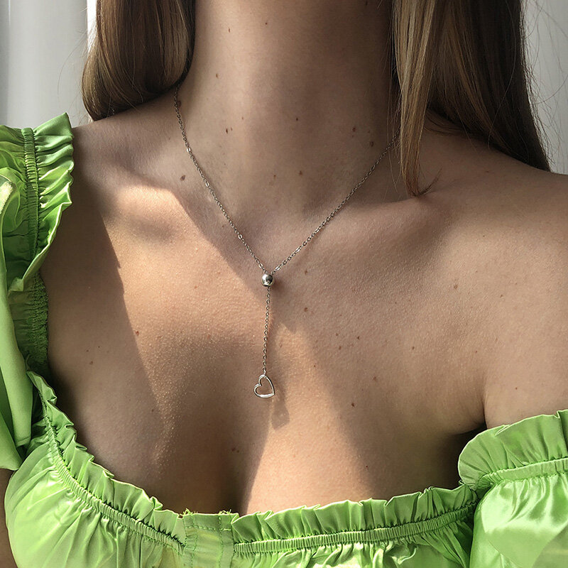 Nuova doppia collana a forma di cuore amore personalità Hollow Love Pendant girocolli oro argento colore clavicola catena gioielli da donna