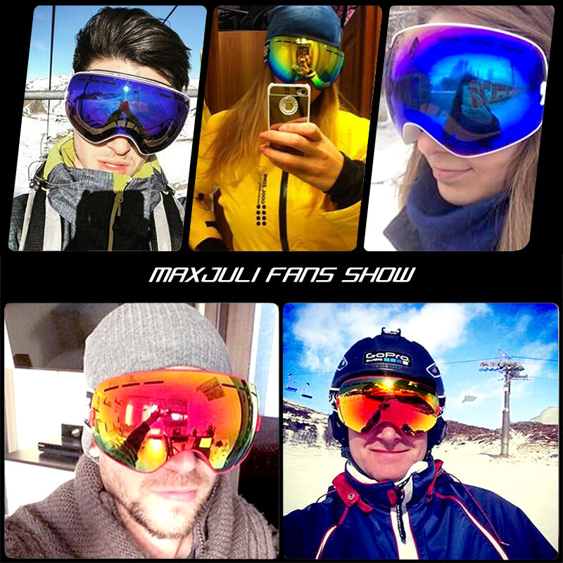 Gogle narciarskie MAXJULI-wymienne szkła-gogle śnieżne Premium gogle snowboardowe dla mężczyzn i kobiet