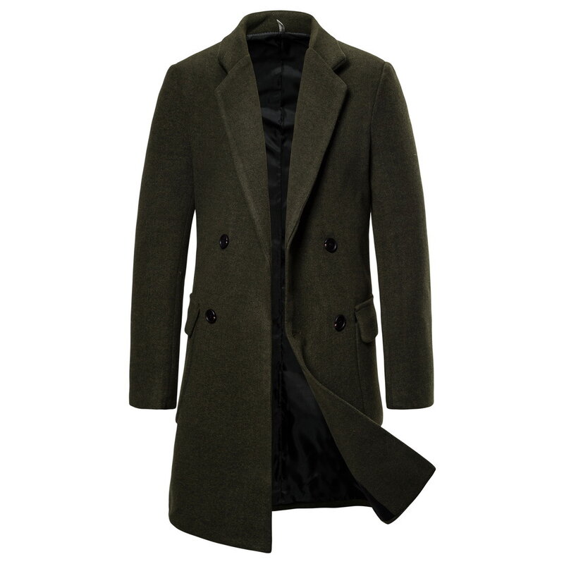 Gabardina de lana para hombre, abrigo informal de doble botonadura, otoño e invierno, YF24