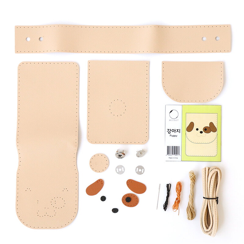 Diy couro cruz-saco fazendo kit (coelho)-kits de couro diy para crianças | kits de costura de couro artesanal