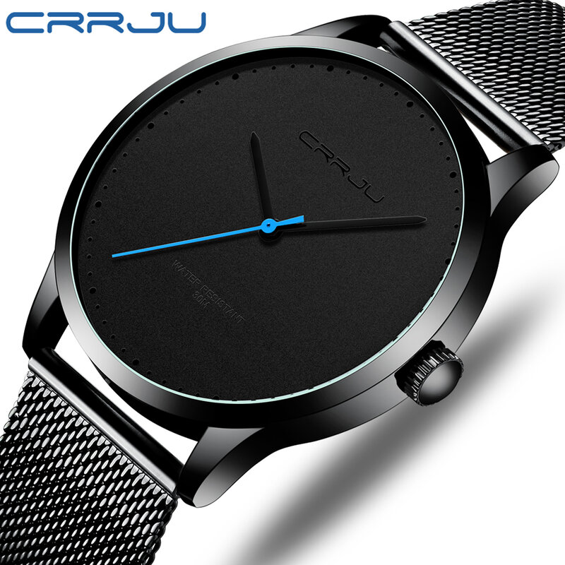 CRRJU – montre-bracelet à Quartz pour hommes, Ultra-mince, Sport, étanche, décontracté, à la mode