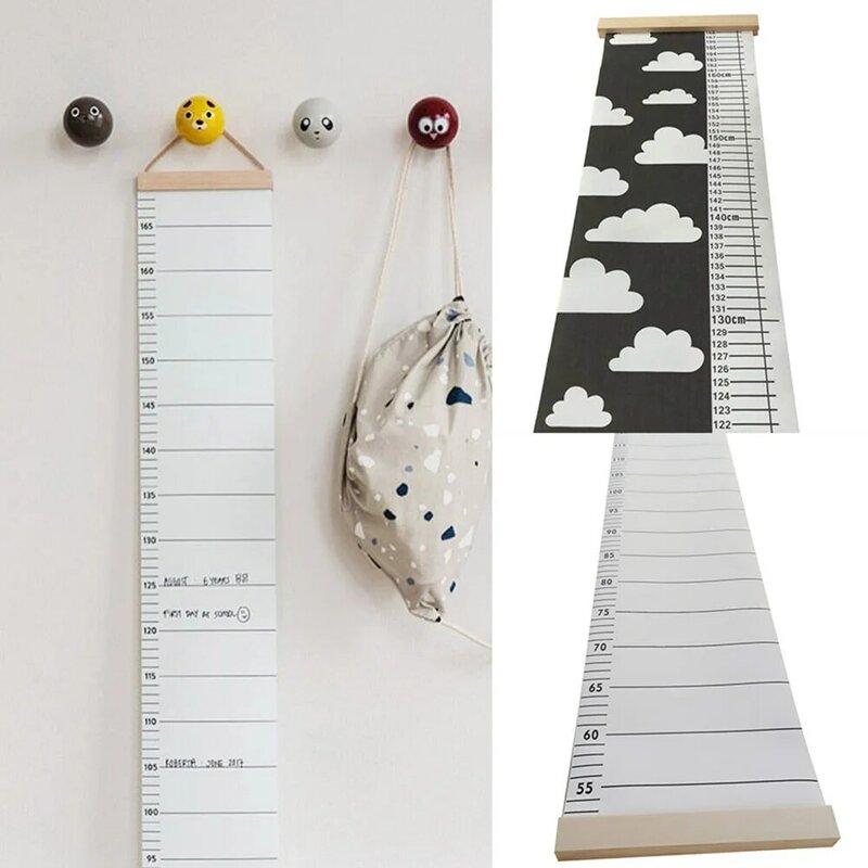 Nordic Children Height Ruler Canvas Hanging Growth Chart Kids Room Wall Decor Wall Sticker Ruler Cartoon Printed Wall Decoration