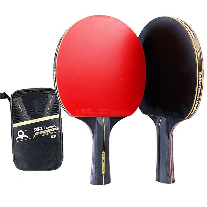 2PCS Professional 6ดาวไม้เทนนิสปิงปองชุดสิวเสี้ยน-ยางคุณภาพสูง Blade Bat paddle กระเป๋า