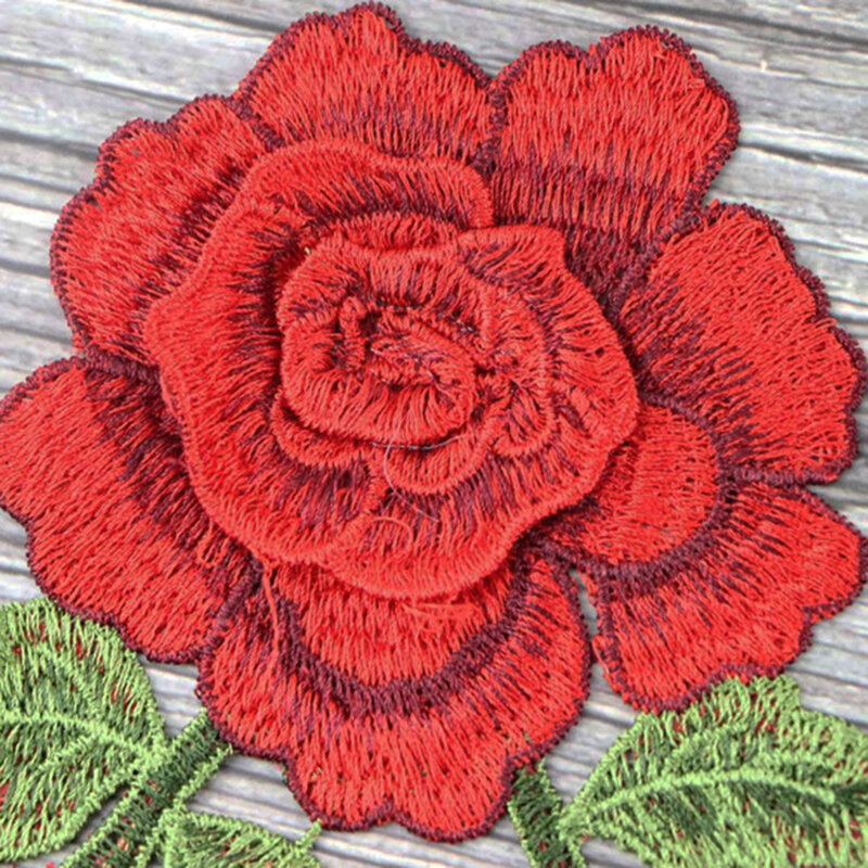 1pc szycie na plastry Rose Flower ścierka haftowana naklejki naszywki z tkaniny aplikacja dostarcza łatki w stylu chińskim Craft DIY
