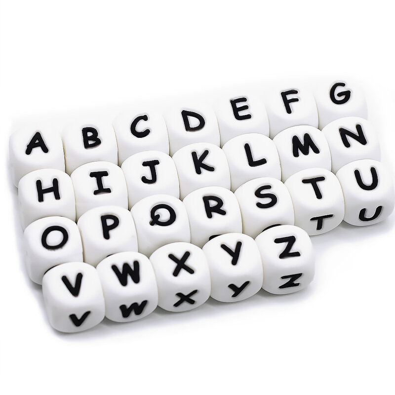 Cuentas de silicona con letras del alfabeto inglés para bebé, abalorios con nombre personalizado, cadena de chupete, juguetes, productos para niños, 10 piezas
