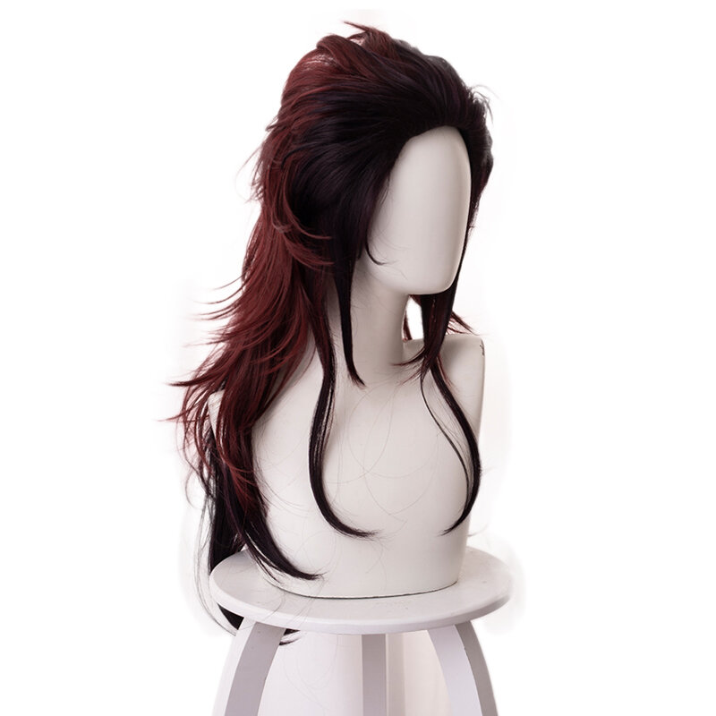 Парик для косплея женский длинный термостойкий, из синтетических волос с рисунком аниме Kimetsu no Yaiba Kamado Tanjirou