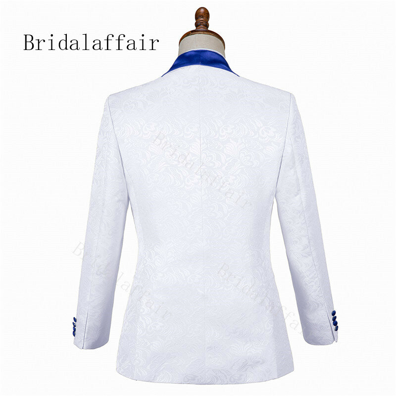 Bridalaffair dostosuj błękitny Lapel przystojny biały smokingi dla pana młodego Groomsmen garnitur dla mężczyzn męskie garnitury ślubne (kurtka + spodnie + kamizelka)