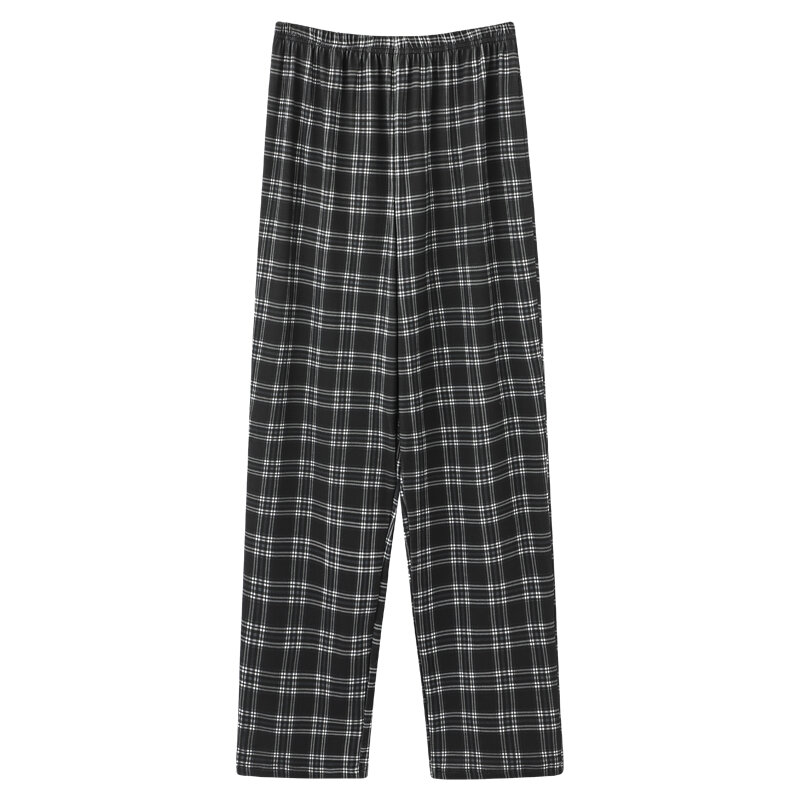 Japanese style L-5XL men lattice pajamas summer cotton long pants simple elastic waist casual big yards male home sleep bottoms