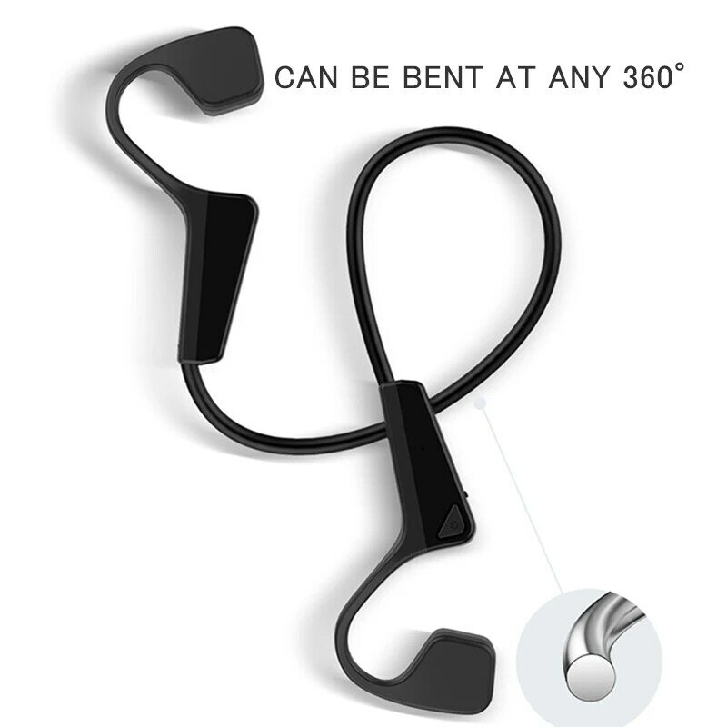 Écouteurs sans fil Bluetooth 5.0 à Conduction osseuse IP56, casque d'écoute stéréo mains libres avec microphone pour la course