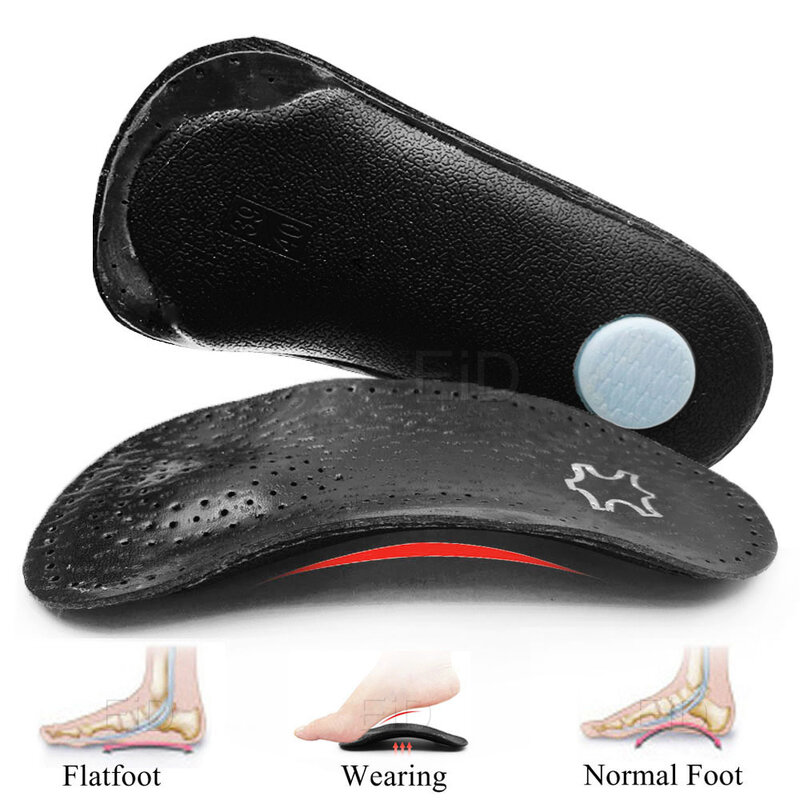 EiD-plantillas ortopédicas de cuero para hombre y mujer, almohadilla de suela de salud para el dolor de talón plano, soporte para ARCO, plantilla de zapato