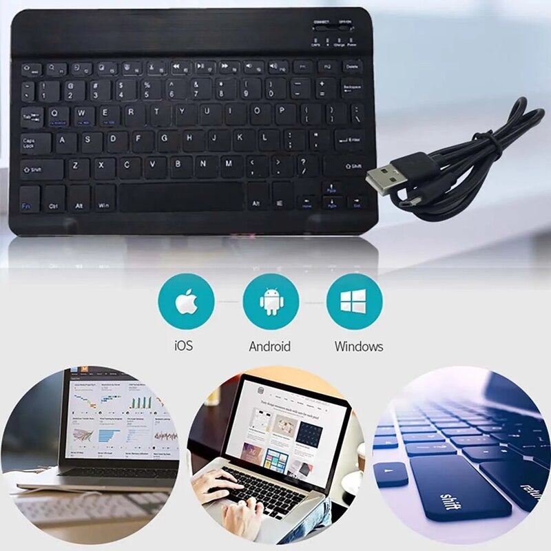 Teclado inalámbrico con Bluetooth para tableta, teclado portátil para teléfonos móviles, con Bluetooth, compatible con modelo 1t 10/3T 10/A3 10/Plus 10/OneTouch Pixi 3 10