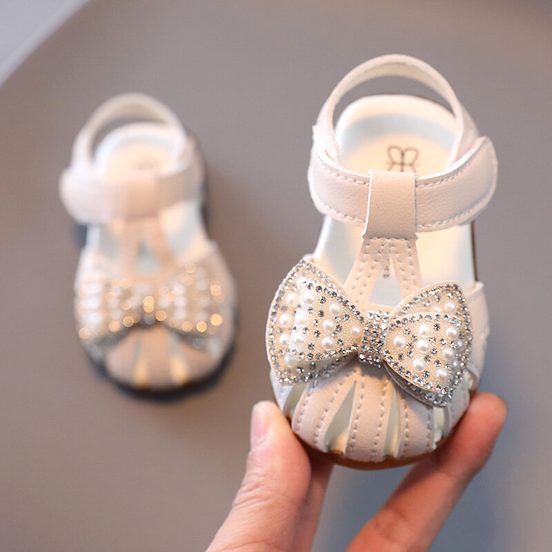Sandálias de bebê com fundo macio, sapatos infantis, sapatos de princesa com renda, para meninas