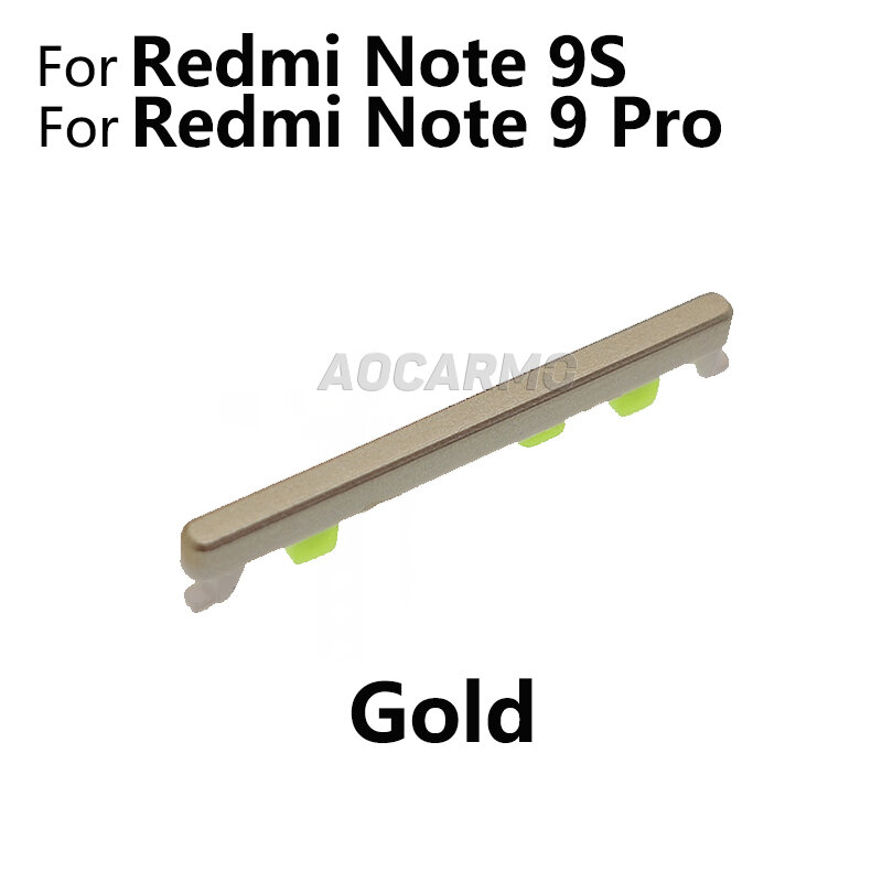 Aocarmo For Xiaomi Redmi Note 9 Pro Note9S Power On Off Button + Volume Up Down Buttons Side Switch Key Replacement Part