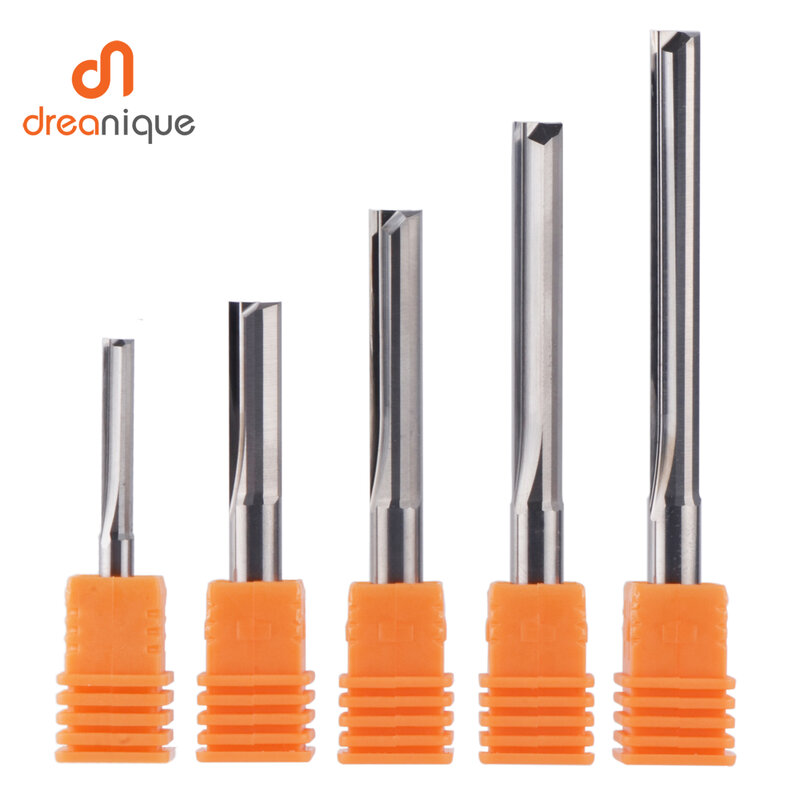 Dreanique-Slot Straight Fresa, Tungsten Carbide End Mill, CNC Milling Tools, Bit de gravura, Haste 2 Flauta, 3.175, 4mm, 6mm, 8mm, 1Pc