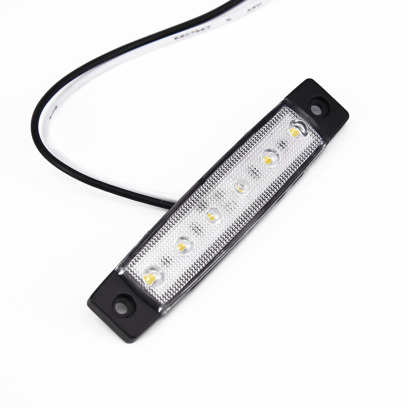 Sturdy and Reliable White 12V 6 LED Side Marker Light for Trailer Truck Boat Bus, Enhances Safety and Adds Visual Appeal