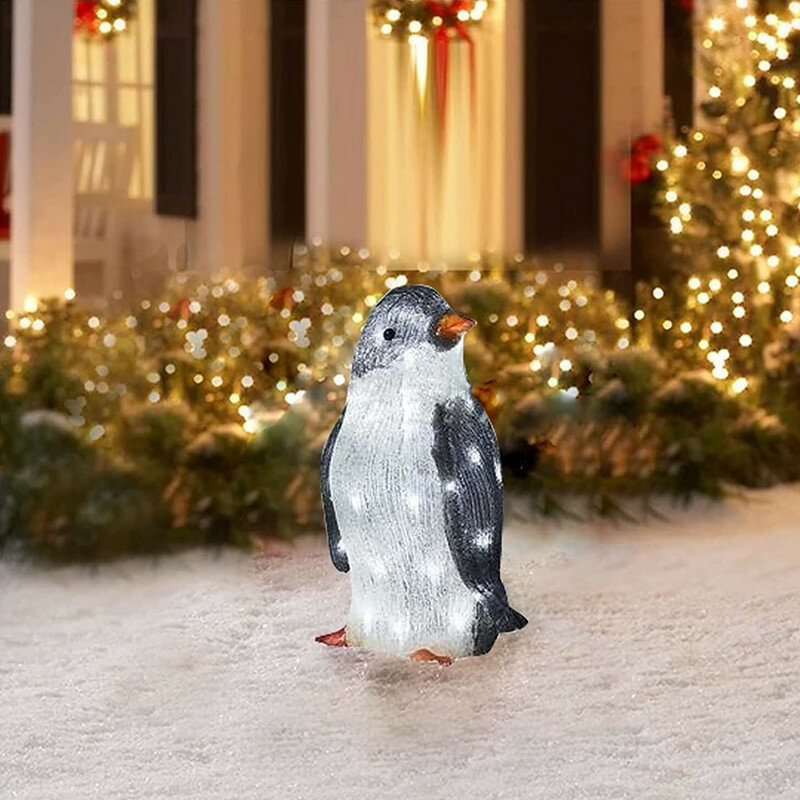 2022 عيد الميلاد حديقة الديكور ضوء البطريق الاكريليك 50 LED مصباح حصة عيد الميلاد ديكور 2023 ليلة رأس السنة حفلة ديكورات للباحة جديد