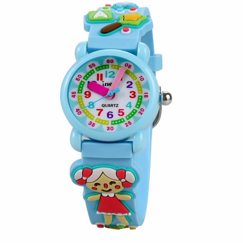 Niebieska mała dziewczynka dziecięca mozaika kreskówkowa kolor tarcza z cyframi wodoodporny zegar dla dzieci prezent dla dziewczynek montre enfant świąteczne prezenty